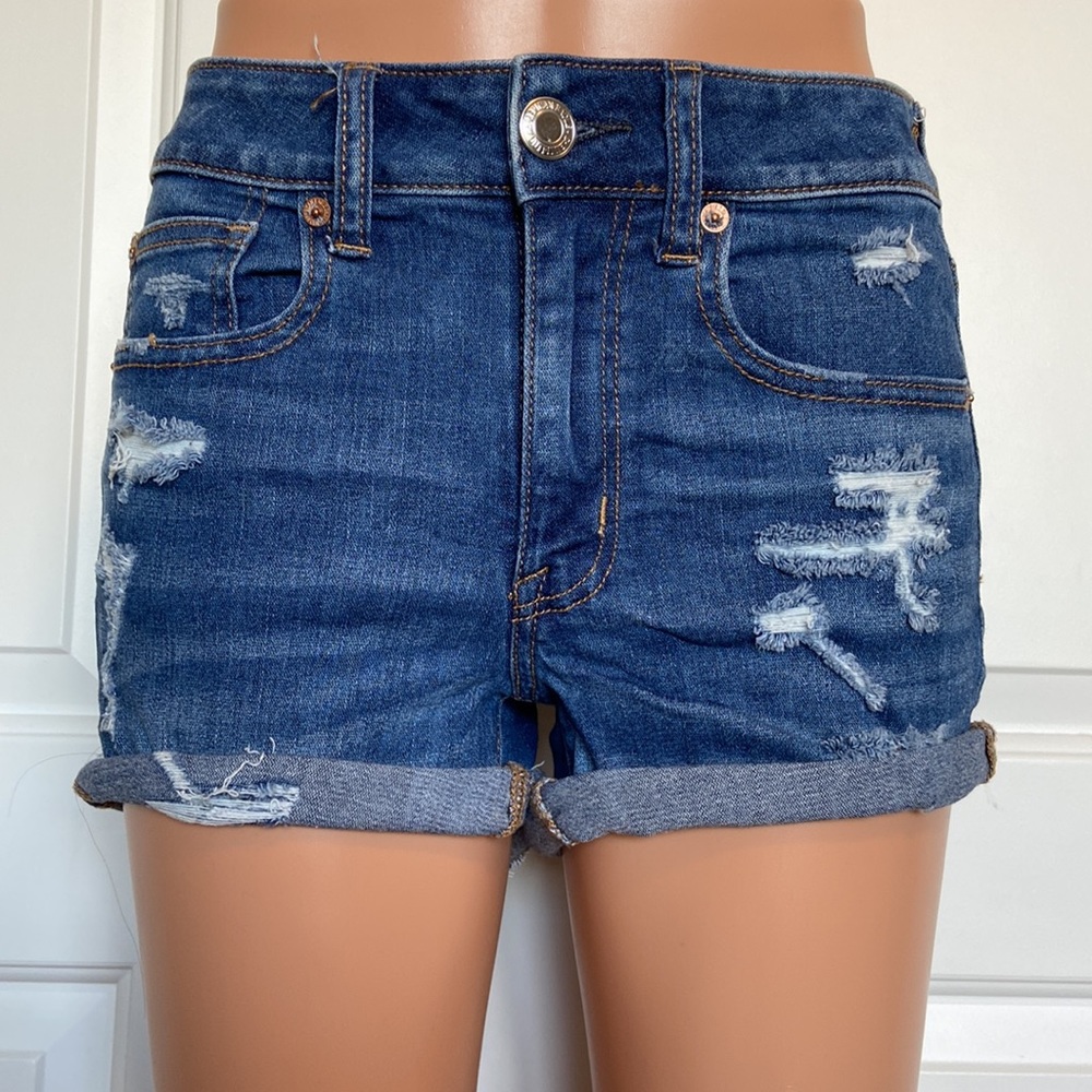AMERICAN EAGLE SUPER STRETCH DENIM X HI-RISE SHORTIE